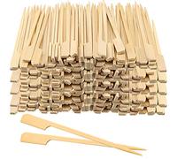 SINJEUN 1000 PCS 12cm Bamboo Paddle Skewers, Wooden Flat Paddle Burger Skewers, Wooden Paddle Sticks Barbeque Skewers Cocktail Picks for Kebabs, Fruits, Sandwich, Cocktails Buffet Party