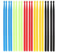 SINJEUN Lot de 10 paires de 20 baguettes de batterie 5A en nylon durable multicolore de 40,6 cm pour instruments de musique, accessoires de percussion, vert, noir, rouge, jaune, bleu