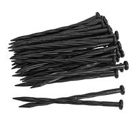 SINJEUN Lot de 100 clous en plastique noir de 20,3 cm, piquets d'ancrage paysager, piquets de bordure de jardin pour bordure de pavé, barrière de mauvaises herbes, gazon artificiel et plus encore