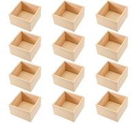 SINJEUN Lot de 12 petites boîtes rustiques en bois brut de 10,2 x 10,2 cm pour travaux manuels, rangement, décoration d'intérieur, centre de table, fournitures de fête