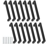 SINJEUN Lot de 14 Poignee de Meuble Noir Cuisine, Entraxe 128mm, Acier Inoxydable Poignées pour Placards, Poignet de Porte Cuisine, 140 x 12 mm