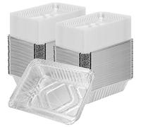 SINJEUN Lot de 150 poêles jetables en aluminium de 950 ml avec couvercle, plateaux en aluminium pour la cuisson, la cuisine, le chauffage, le stockage, la préparation des aliments