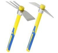 SINJEUN Lot de 2 bines de jardin pointues et 3 dents - Avec manche en fibre de verre - 40 cm - Pour le jardinage, le camping