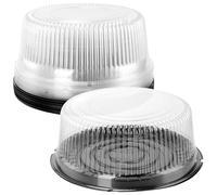 SINJEUN Lot de 20 boîtes à gâteau rondes de 20,3 cm en plastique transparent avec couvercles, petits récipients pour gâteaux, collations, desserts, tapas