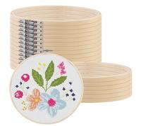 SINJEUN Lot de 20 Tambour à Broderie de 13 cm, Cercles de Broderie en bambou, pour point de croix, petits cadres ronds pour bricolage, décoration, Art Craft Handy Sewing
