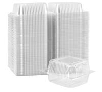 SINJEUN Lot de 200 boîtes à gâteau carrées transparentes de 13 cm avec couvercles pour portions de gâteau, pain, hamburger, sandwichs, desserts