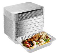 SINJEUN Lot de 25 récipients en aluminium avec couvercles, 32,5 x 25,8 x 6,5 cm, grands plateaux en aluminium pour la cuisine, la pâtisserie, le rôtissage et le grillage