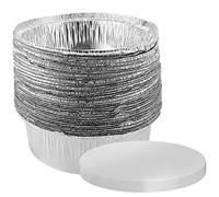 SINJEUN Lot de 40 moules à tarte ronds en aluminium de 20,3 cm avec couvercles en papier, moules à tarte ronds en aluminium pour tartes, flan, quiche, nachos, rôtissage