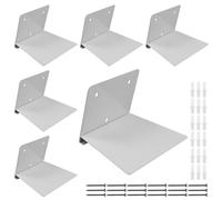 SINJEUN Lot de 6 étagères à livres invisibles - 16,3 x 11,2 x 9,8 cm - Gris - Étagère murale flottante - Avec vis et tube d'expansion - Charges flottantes en acier pour livres - Décoration