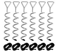 SINJEUN Lot de 6 kits d'ancrage de trampoline de 31 cm, kit d'ancrage au sol robuste avec sangles réglables de 2,3 m, kit d'arrimage de trampoline, piquets en spirale pour tentes, balançoires, abris