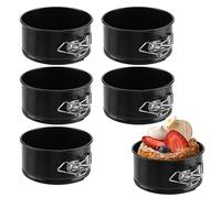 SINJEUN Lot de 6 mini moules à gâteau ronds noirs de 10,2 cm avec fond amovible, moules à gâteau au fromage antiadhésifs pour restaurants, cuisine