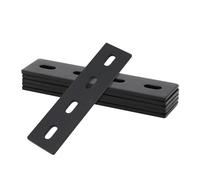 SINJEUN Lot de 6 Supports Plats, Connecteurs de Bois Robustes, Plaque Perforée en Métal, Support de Réparation Plat pour Meubles, Armoires, Étagères, 155 x 38 x 4 mm, Noir