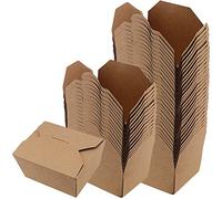 SINJEUN Lot de 70 boîtes à emporter en papier kraft - 13 x 10,6 x 6,5 cm - Anti-fuite - 800 ml - Pour restauration rapide, restes de fête, marron