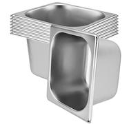 SINJEUN Lot de 8 poêles de table à vapeur en acier inoxydable de 1,2 cm de profondeur pour restaurant, hôtel, restauration, argenté