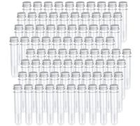 SINJEUN Lot de 80 tubes à essai en plastique transparent de 40 ml, 25 x 140 mm, tubes à essai avec bouchon à vis pour échantillons, boules de gomme, bonbons, expériences scientifiques