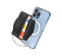Sinjimoru 3 in 1 Magnetic Card Holder, Magnetic Wallet for MagSafe as Cell Phone Wallet Stick on with Phone Grip Holder & Mobile Phone Kickstand iPhone 15 14 13 12 Series. M-BGrip Black