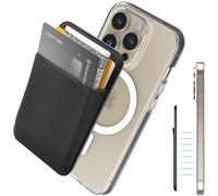 Sinjimoru Basic Magnetic Wallet for Apple Magsafe, Stretchy Fabric Cell Phone Card Holder for Back of Phone for iPhone 12 13 14 Series. M-Basic Noir