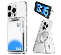 Sinjimoru pour Clear MagSafe Wallet avec Support réglable, Porte-Cartes magnétique Transparent à Cadre Ouvert de 6,5 mm, Force magnétique de 3000G pour iPhone 16/15/14/13/12. M-Slim Slot Stand