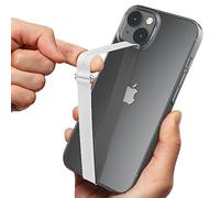 Sinjimoru Reusable Stretching Phone Strap, Silicone Cell Phone Grip Holder with Clip for iPhone Case Secure & Slim Smart Phone Holder for Hand. Sinji Loop Clip 200, Blanc