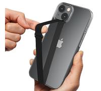 Sinjimoru Reusable Stretching Phone Strap, Silicone Cell Phone Grip Holder with Clip for iPhone Case Secure & Slim Smart Phone Holder for Hand. Sinji Loop Clip 230, Noir