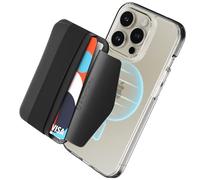 Sinjimoru Soft Elastic Band Grip Phone Wallet for MagSafe, Magnetic Phone Card Holder 5 Cards for Back of Cell Phone Case with Hand Finger Holder for iPhone 15 14 13 12 Series. M-Band Black