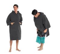 SINJYUN Poncho à capuche - Poncho de bain - Poncho de surf - Séchage rapide et léger - Unisexe - Avec poche pour la plage, la natation, le surf, les voyages et les vacances - Taille unique, Gris 1