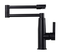 Sink Black Pot Filler Brass Single Handle Hot and Cold Mixer Tap 360° Rotat Folding Kitchen with Double Joint Swing Arm Drinking Water Faucet