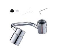 Sink Faucet Extender, Swivel Tap Attachment, 3.3x2.4 Inches Double Outlet Head & 1080 Degree Rotation Design, Water Spout Adapter for Kitchen, Bathroom and Washing Use, Color Silver