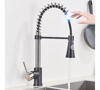 Sink for Bar Farmhouse Commercial, Touch Faucet, Black Brushed Pull Out Kitchen Faucets, Swivel Smart Sensor Stream Spray Mode Mixer Taps