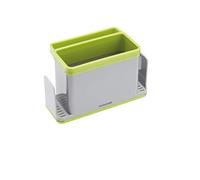 KitchenCraft - Organiseur d'Évier 4-en-1 en Plastique, Gris/Vert, 19,5 x 9,5 x 12 cm