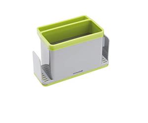 SINK MANAGEMENT KitchenCraft - Organiseur d'Évier 4-en-1 en Plastique, Gris/Vert, 19,5 x 9,5 x 12 cm
