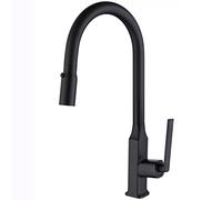 Sink Out Matte Black Brass Hot Cold Mixer Tap Handle Single Hole Kitchen with 2- Mode Pull Down Sprayer Drinking Water Faucet