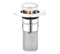 Sink Plug, Bath Plug Sink Strainer, Pop up Drain Stopper, Sink Stopper Bathroom Drain, Removable Stainless-Steel Filter Basket, Pop up Sink Strainer Hair Catcher, Sink Stopper Filter for Vessel Vanity