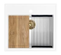 SINK QUALITY Évier de cuisine, moderne, en granit, blanc, 56 x 51 cm, avec planche à découper, siphon doré, égouttoir, agent imperméabilisant, encastrable, pour meuble bas de 60 cm