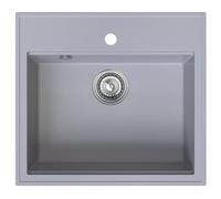 SINK QUALITY Évier en granit gris 56 x 51 cm - Évier en granit avec siphon et imprégnation - Pour armoires inférieures à partir de 60 cm de large - Évier simple encastrable - Lavabo pour cuisine