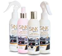 Sink Quality Lot de 4 nettoyants pour évier en granit avec imprégnation 4 x 200 ml - Contre le calcaire, les taches de café, de thé et d'eau + Couleur décolorée & rayures fines - Pour silgranit