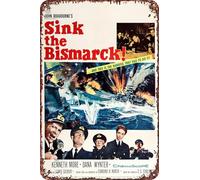 Sink the Bismarck! Panneau en métal décoratif pour salon, café, 30,5 x 20,3 cm