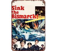 Sink the Bismarck! Panneau en métal décoratif pour salon, café, 30,5 x 20,3 cm