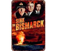 Sink the Bismarck! Panneau en métal décoratif pour salon, café, 30,5 x 20,3 cm