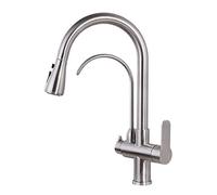 Sink Ways with Shower Extendable Stainless Steel Brushed Hot and Cold ° Swiveling Kitchen Faucets Drinking Water Faucet