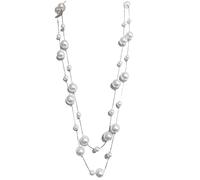 Sinkcangwu Collier double couche de 78,7 cm de long pour femme avec perles et cubes en résine, vintage, rétro, pour l'hiver, robe de fête, accessoires de bijoux, 31 inches, Laiton, Pas de gemme