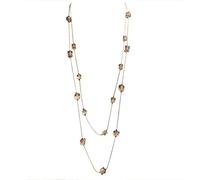 Sinkcangwu Collier double couche de 78,7 cm de long pour femme avec perles et cubes en résine, vintage, rétro, pour l'hiver, robe de fête, accessoires de bijoux, 31 inches, Laiton, Pas de gemme