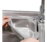 sinkDrain Basket - 9,6 x 7,08 x 3,14 pouces, vainqueur d'évier, sans tampon, étagère d'angle en acier inoxydable, organisateur multifonctionnel, triangle de cuisine, panier de rangement pour filtre à