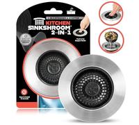 SinkShroom Filtre de vidange d'évier de Cuisine, Bouchon d'évier Pop-up 2 en 1 et Filtre avec Panier Anti-Obstruction Amovible, Acier Inoxydable 304, Compatible avec Les canalisations Standard