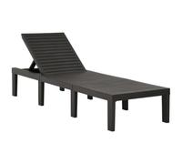 Sinkzol Chaise longue en plastique anthracite avec dossier réglable, 195 x 65 cm, chaise longue de jardin, chaise longue de relaxation pour balcon, terrasse, piscine, camping, bien-être