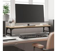 Sinkzol Support d'écran en chêne Sonoma avec pieds réglables 85 x 23 x 15,5 cm pour bureau à domicile et au bureau, rehausseur ergonomique avec espace de rangement et gestion des câbles