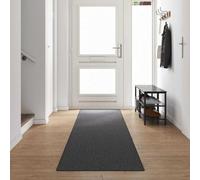 Sinkzol Tapis de couloir gris foncé 80 x 500 cm en 100 % polypropylène avec dos antidérapant pour couloir, salon, chambre à coucher, facile d'entretien, insonorisant, isolation thermique, protection