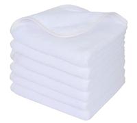 Sinland Serviette Démaquillante, Serviette Visage Démaquillante en Microfibres,Tissu Démaquillant Réutilisable,Super doux Sans produits chimiques,pour tous les types de peau,30x30cm,Blanc, 6pcs