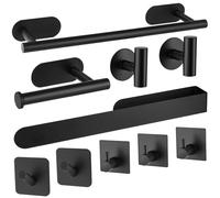 SinLaw Porte-Serviettes sans perçage,Porte-Serviettes adhésifs en Acier Inoxydable 10 pièces,Accessoires de Salle de Bains (Noir)