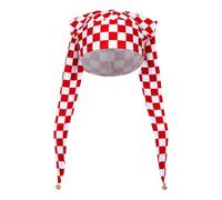 Sinleey Bonnet Bouffon Quadrillé avec Cloches Chapeau De Costume De Cirque Rouge Taille Unique